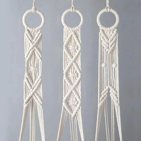 Macrame Hanging Planter Set Of 3 For Terrace - Leechoo
